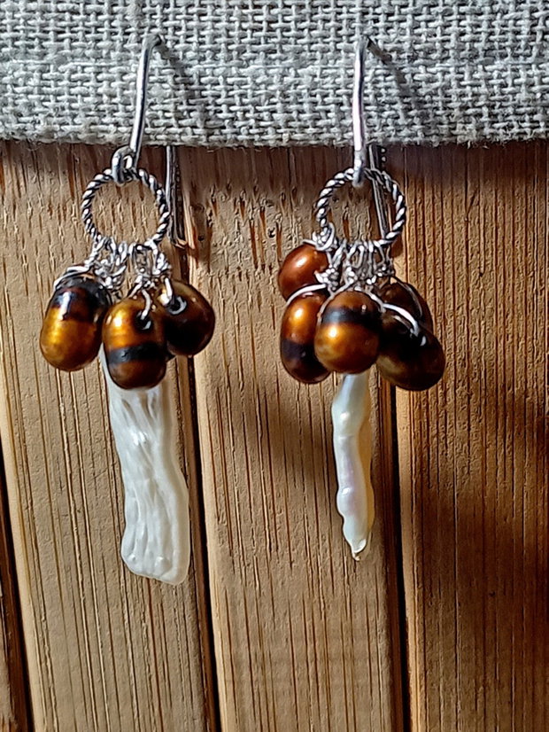 Cercei argint perle naturale de cultura baroc keshi boho chic trendy