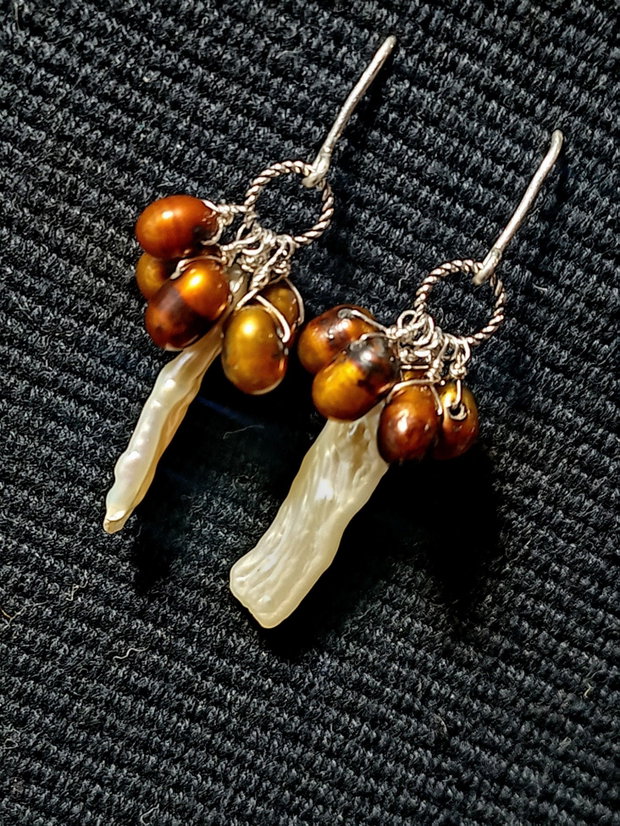 Cercei argint perle naturale de cultura baroc keshi boho chic trendy