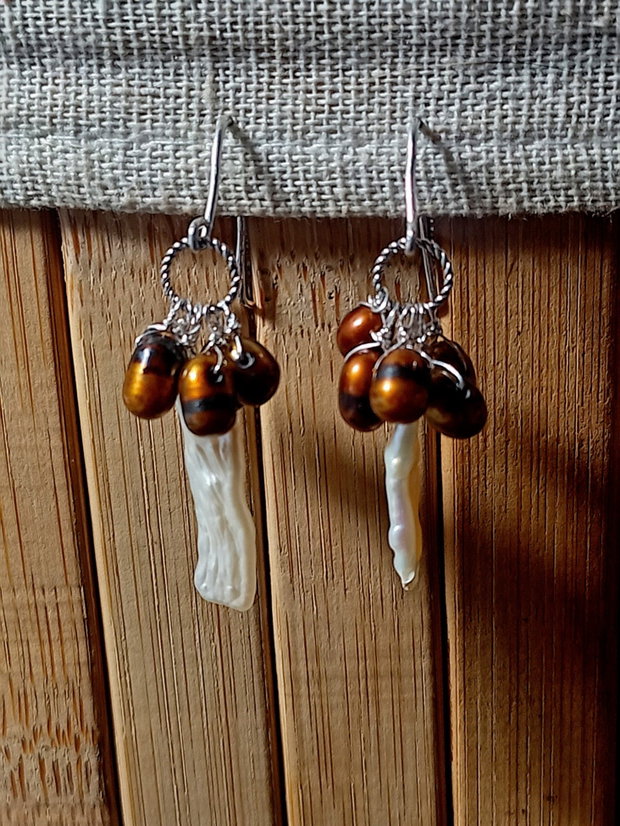 Cercei argint perle naturale de cultura baroc keshi boho chic trendy
