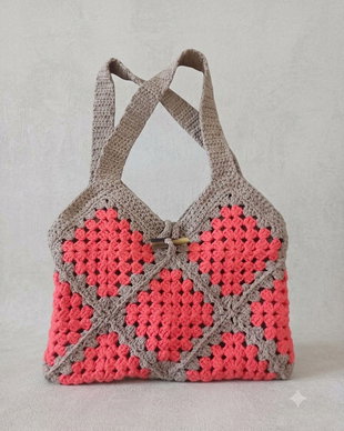 Sacoșă tote bag shopper crosetata manual captusita