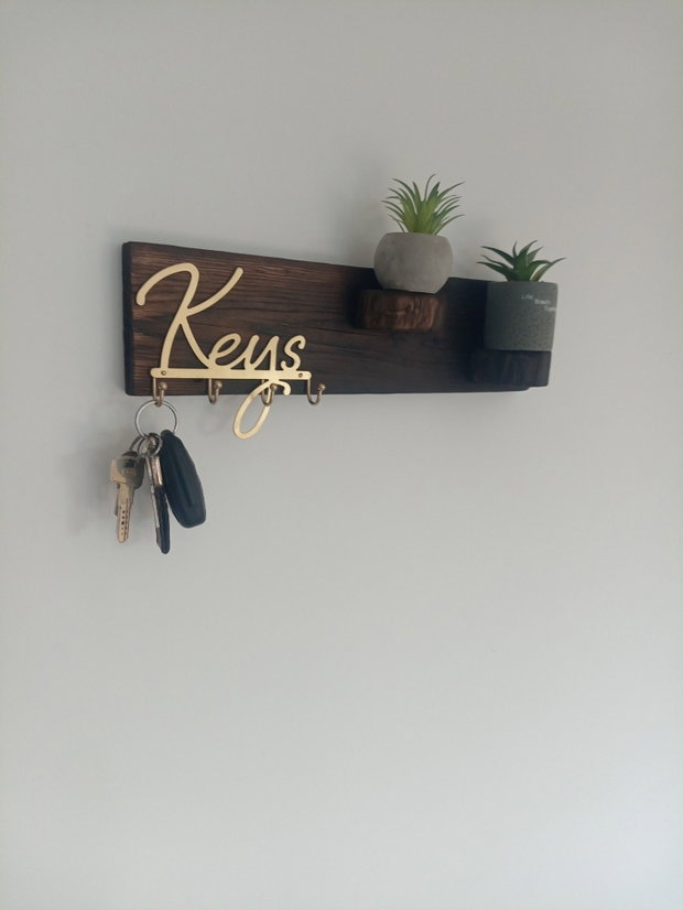 Suport de chei personalizat din lemn ars Handmade | Rustik Light