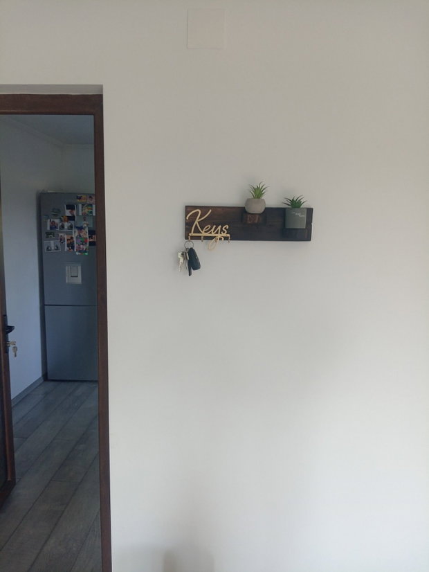 Suport de chei personalizat din lemn ars Handmade | Rustik Light