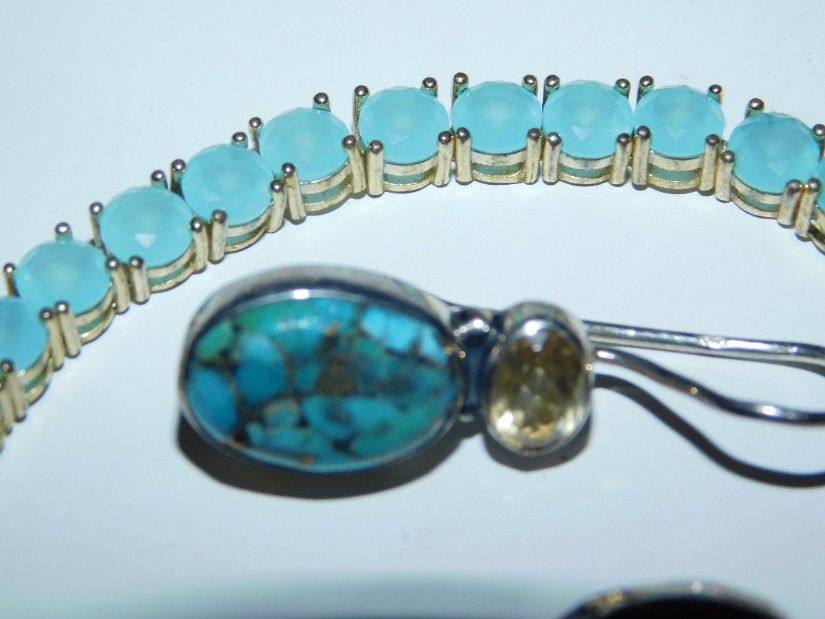 Cercei  noi argint,   piatra  turcoaze  blue  copper  si citrin, cadou bratara  cristale zirconiu
