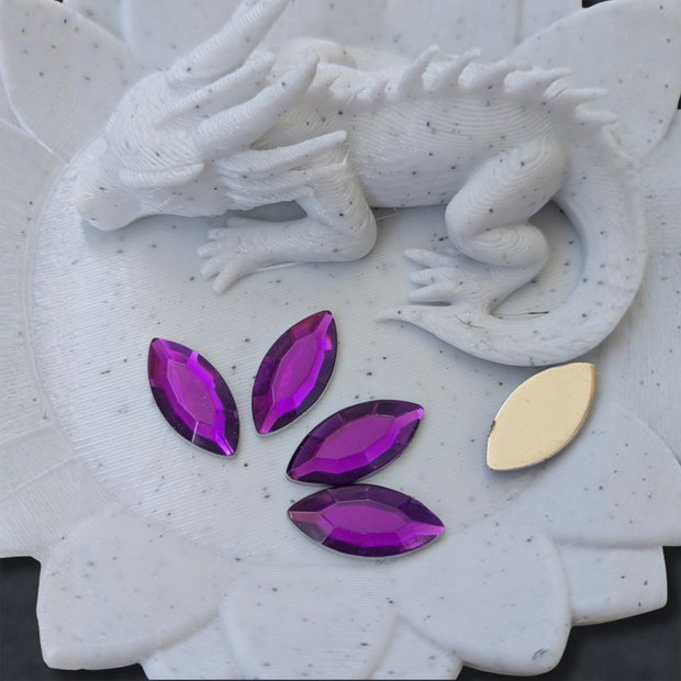 Cristale rășină flatback Horse Eye mov 7×15 mm, pentru bijuterii și decorațiuni