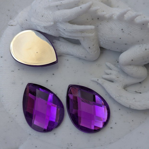 Cristale rășină Picătură, violet, Flatback, 13×18 mm, fațetate