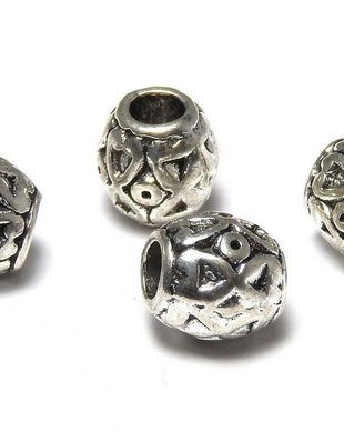 Margele din metal, argintiu antichizat, 8x8 mm