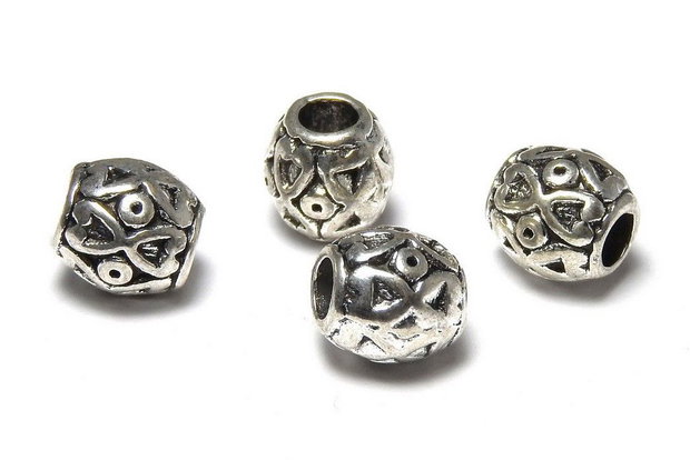 Margele din metal, argintiu antichizat, 8x8 mm