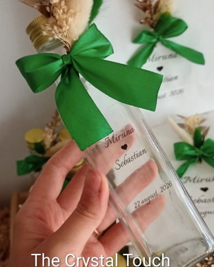 Sticluță pentru mărturii nuntă personalizată cu plante uscate