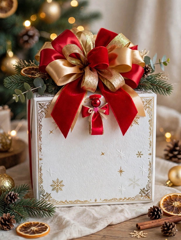 Set 3 Îngerași de Crăciun Handmade Lux - Ornament Brad 11cm din Panglică de Catifea Roșie și Aurie | Cadou Sărbători