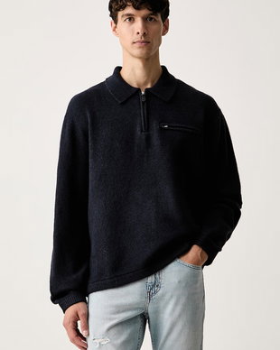 Levi's pulover pentru bărbați cu amestec de lână BOULDER COLLARED HALF ZIP