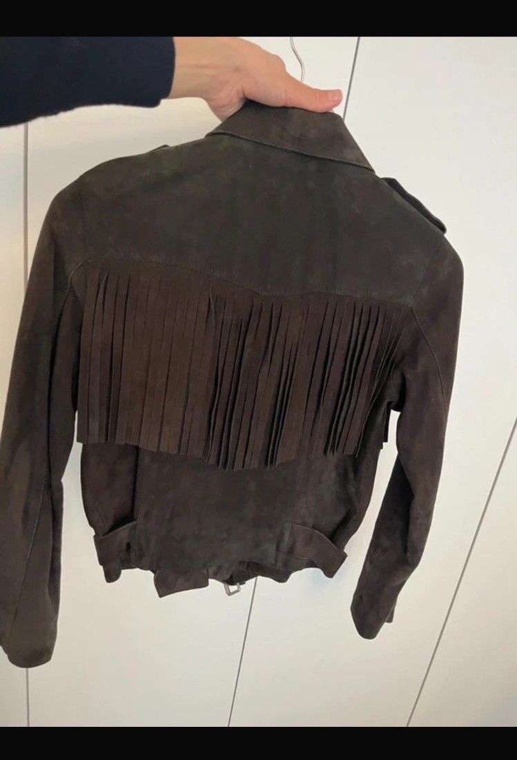 AllSaints geaca biker cu franjuri