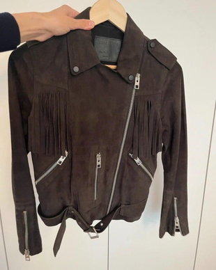 AllSaints geaca biker cu franjuri