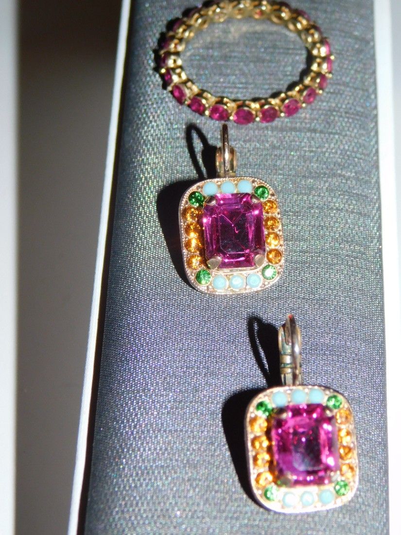 Cercei vintage lucrati in Israel, manufactura, turcoaze, cristale, cadou inel argint cu cristale