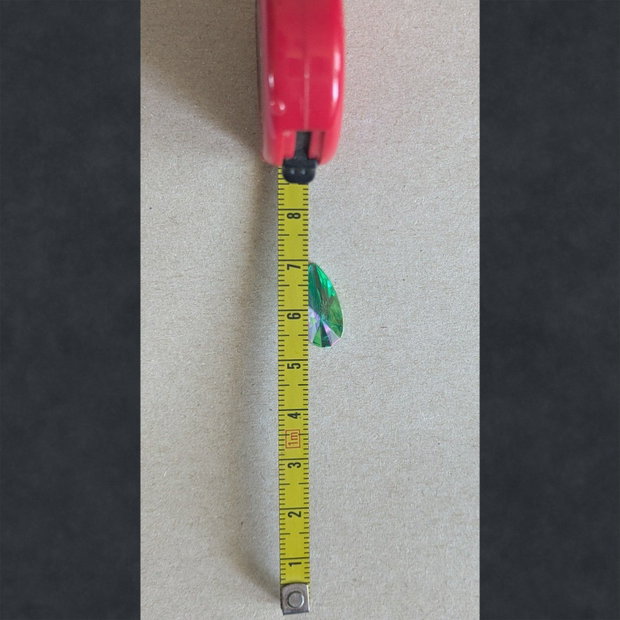 Cristale verzi cu efect multicolor AB picătură 8×19 mm flatback