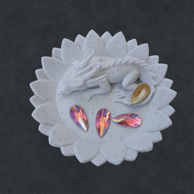 Cristale roz cu efect multicolor AB picătură 8×19 mm flatback