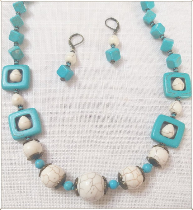 SET- TURQOISE /HOWLIT BLEU SI CREM