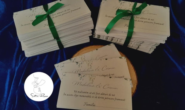 Plic pentru dar personalizat cu numele mirilor și tematica evenimentului