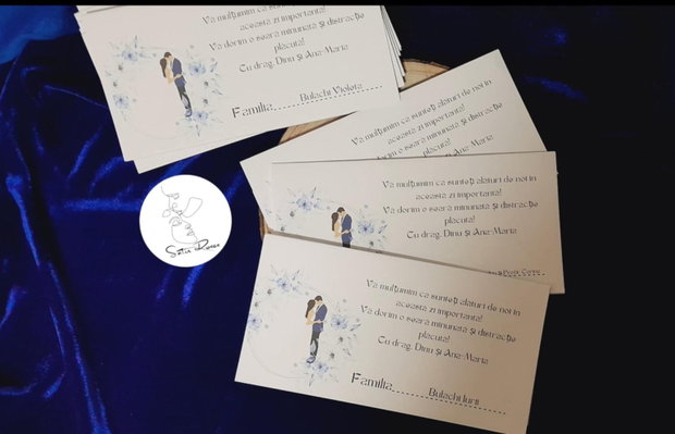 Plic pentru dar personalizat cu numele mirilor și tematica evenimentului