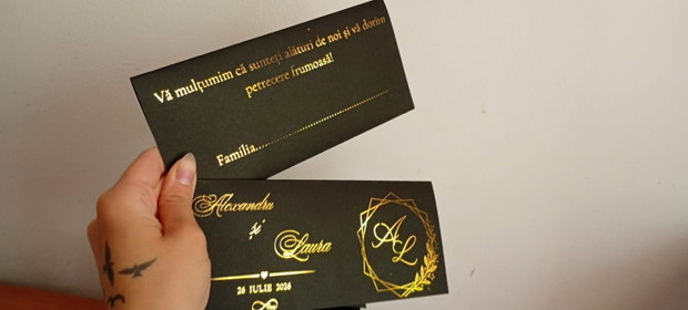 Plic pentru dar personalizat negru cu reflexii aurii