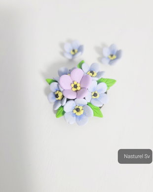 Set (brosa si cercei): Flori de nu ma uita