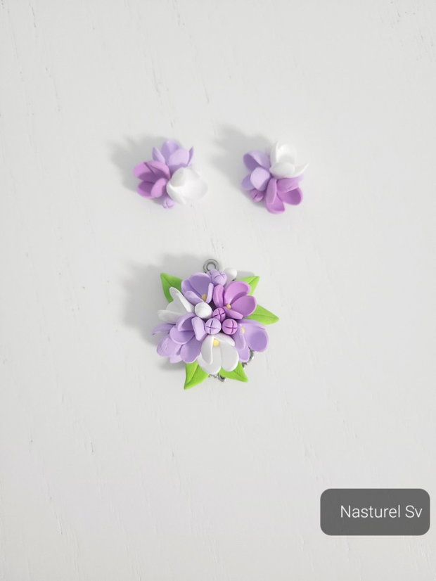 Set (pandantiv si cercei): Liliac