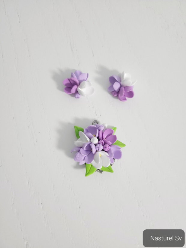 Set (pandantiv si cercei): Liliac