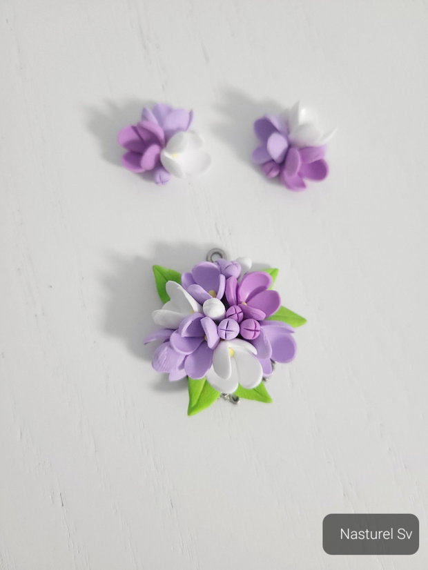 Set (pandantiv si cercei): Liliac