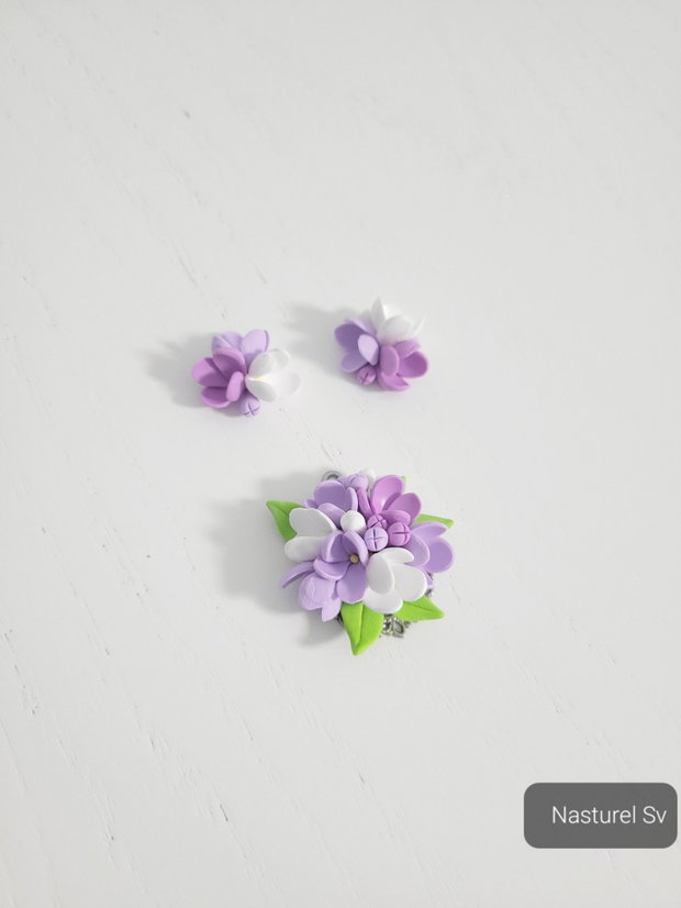 Set (pandantiv si cercei): Liliac