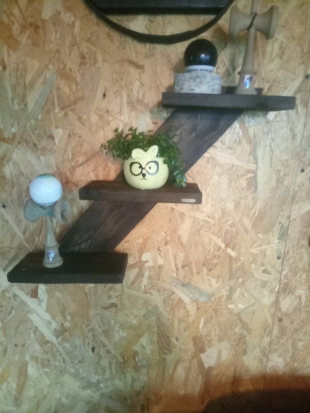 Raft decorativ din lemn ars design Z | Handmade Rustik Light