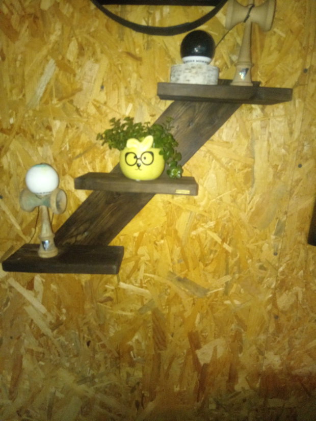 Raft decorativ din lemn ars design Z | Handmade Rustik Light