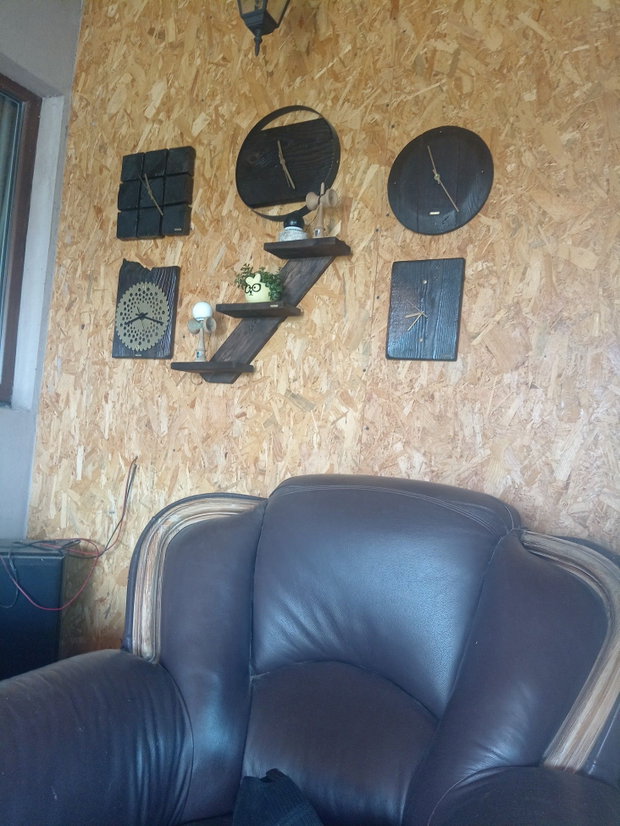 Raft decorativ din lemn ars design Z | Handmade Rustik Light