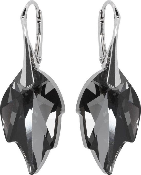 Cercei Cristale Swarovski si argint 925 - CE299.2 - cercei statement, cercei Swarovski stralucitori, cadou iubita, cercei ocazie, cadou romantic, cercei cadou, cadou sotie, cercei negri, cercei nasa