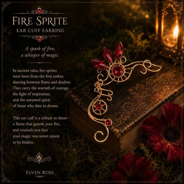 Cercel ear cuff Fire Sprite