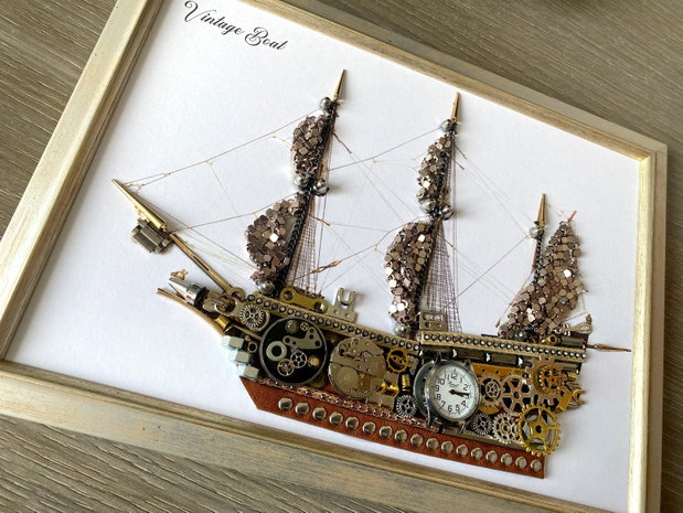Corabie vintage Cod M 645・Cadouri zile de nastere・Cadouri personalizate・Arta steampunk