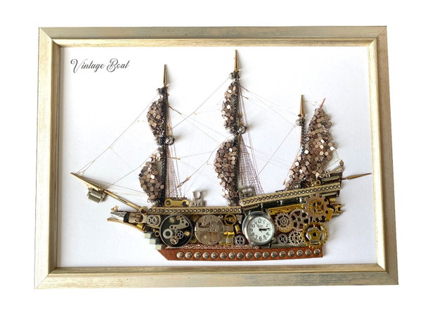 Corabie vintage Cod M 645・Cadouri zile de nastere・Cadouri personalizate・Arta steampunk
