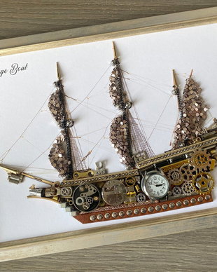 Corabie vintage Cod M 645・Cadouri zile de nastere・Cadouri personalizate・Arta steampunk
