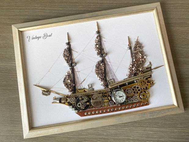 Corabie vintage Cod M 645・Cadouri zile de nastere・Cadouri personalizate・Arta steampunk