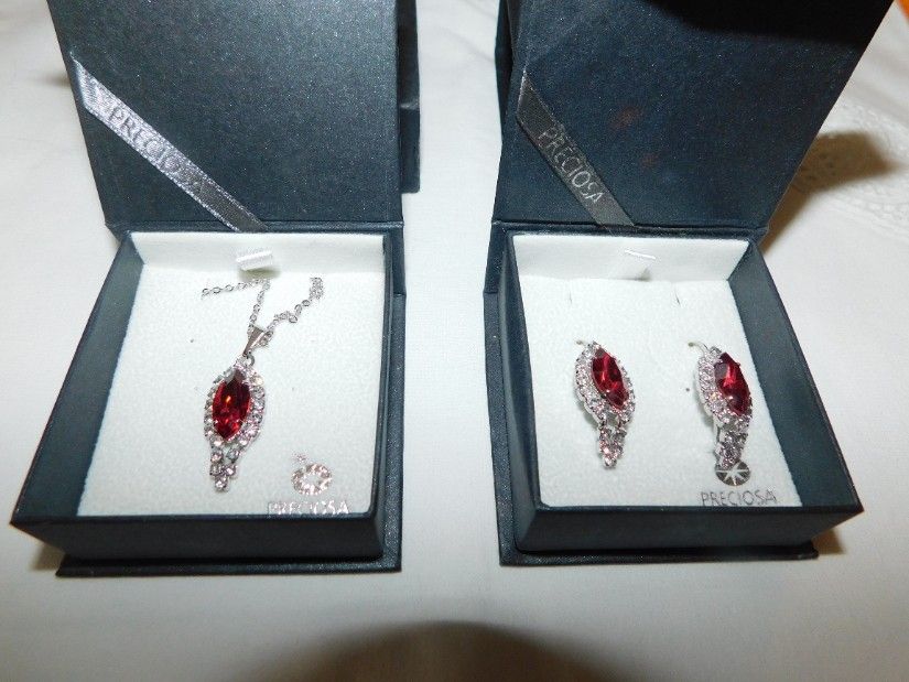 Set nou Preciosa Cehia, cercei si pandant cu lantisor, cristal Bohemia