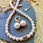 Set Colier și cercei perle de Mallorca crem cais rose prafuit