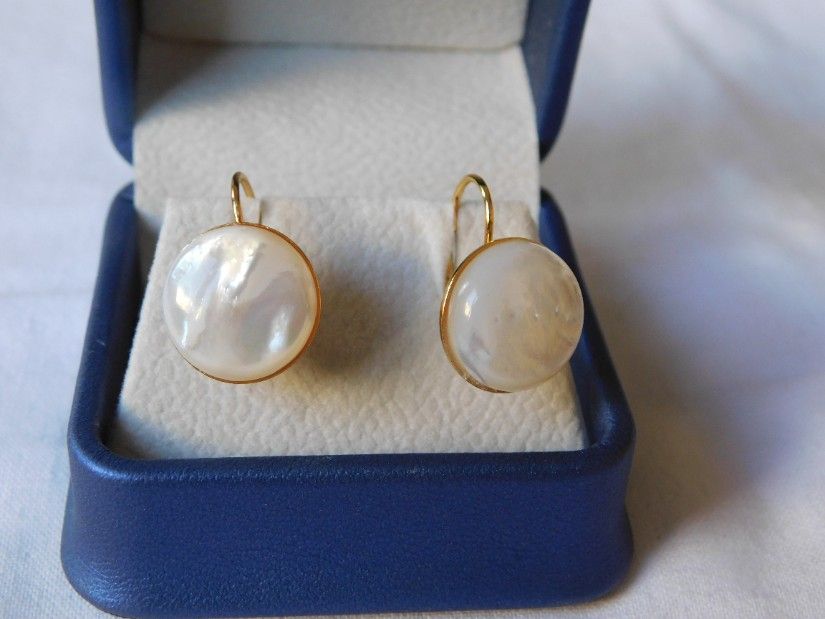 House   of pearls, Cercei noi argint placati cu aur , ambalaj  original, noi,