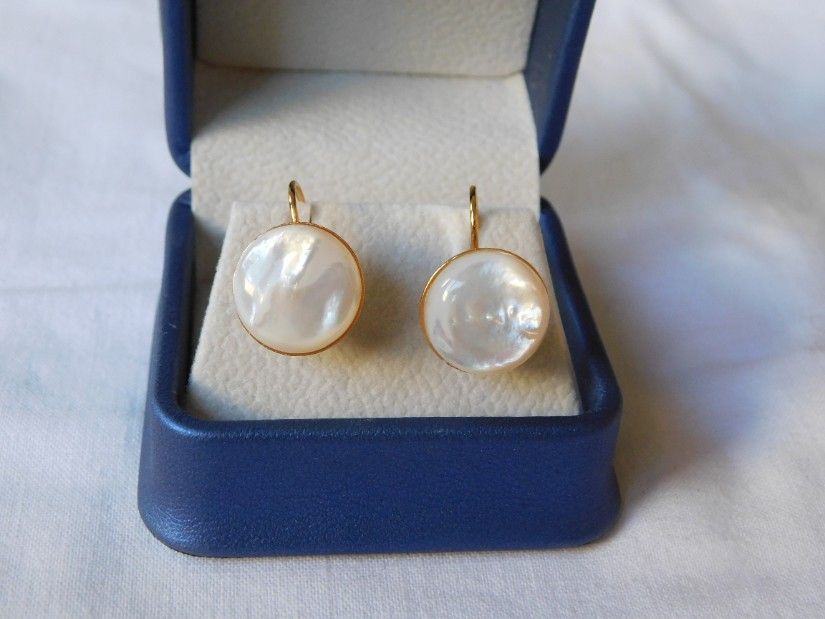 House   of pearls, Cercei noi argint placati cu aur , ambalaj  original, noi,
