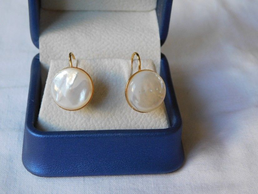 House   of pearls, Cercei noi argint placati cu aur , ambalaj  original, noi,