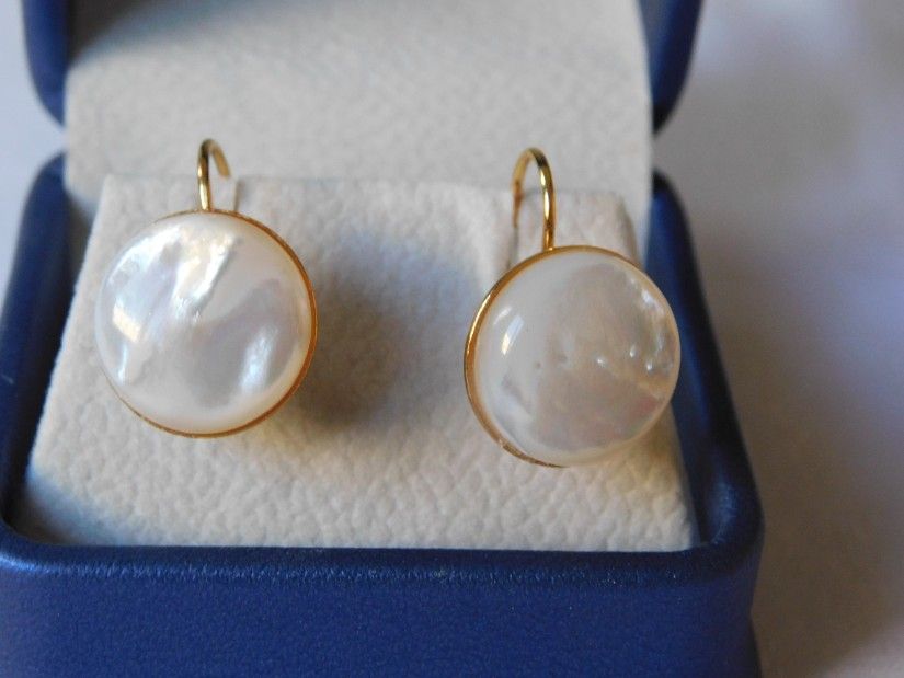 House   of pearls, Cercei noi argint placati cu aur , ambalaj  original, noi,