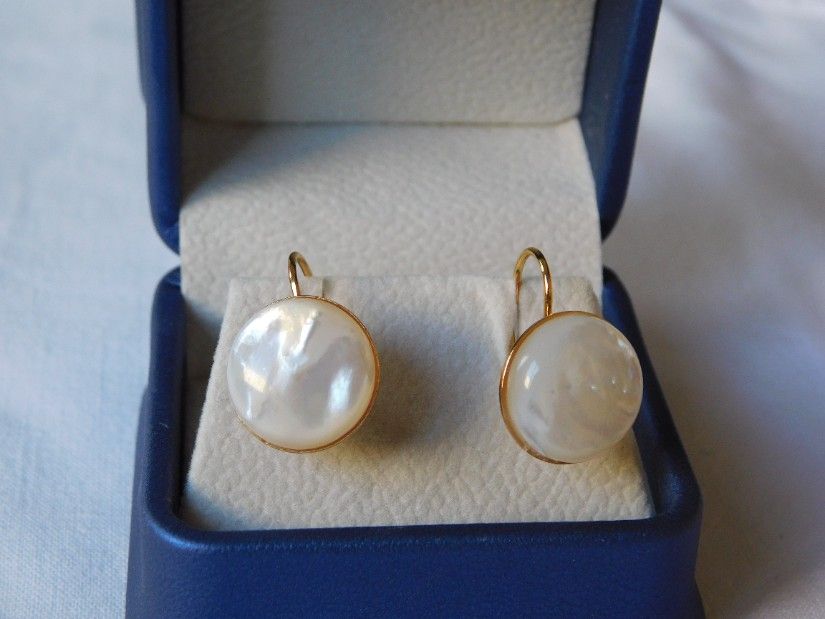 House   of pearls, Cercei noi argint placati cu aur , ambalaj  original, noi,