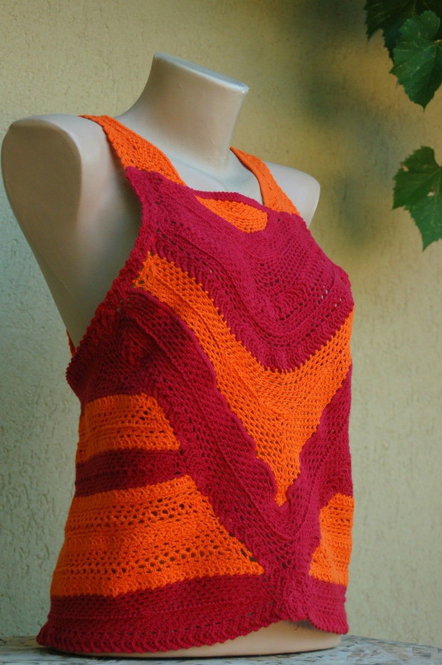 ~bluză damă~orange~hand made~unicat~