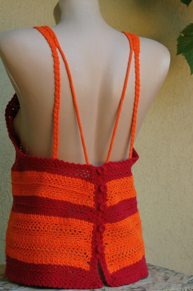 ~bluză damă~orange~hand made~unicat~