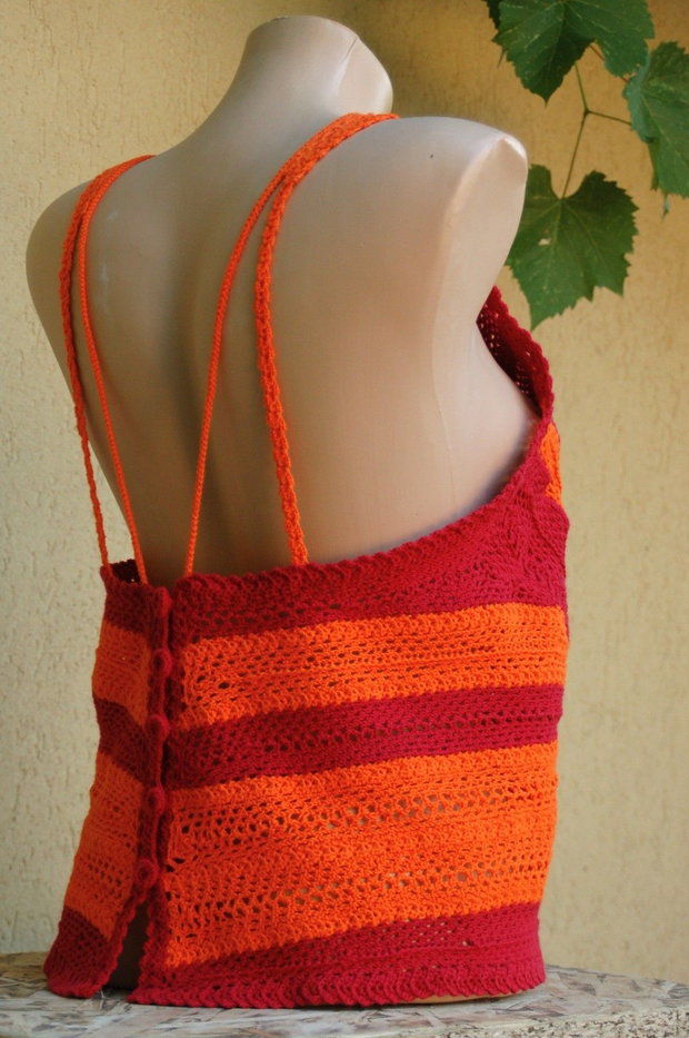 ~bluză damă~orange~hand made~unicat~