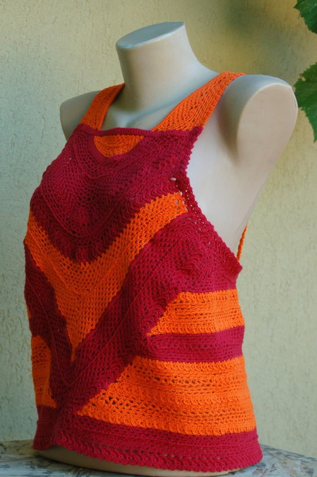 ~bluză damă~orange~hand made~unicat~