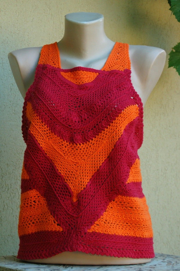~bluză damă~orange~hand made~unicat~