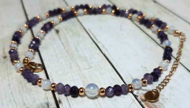 Colier Choker din Ametist si Opalit